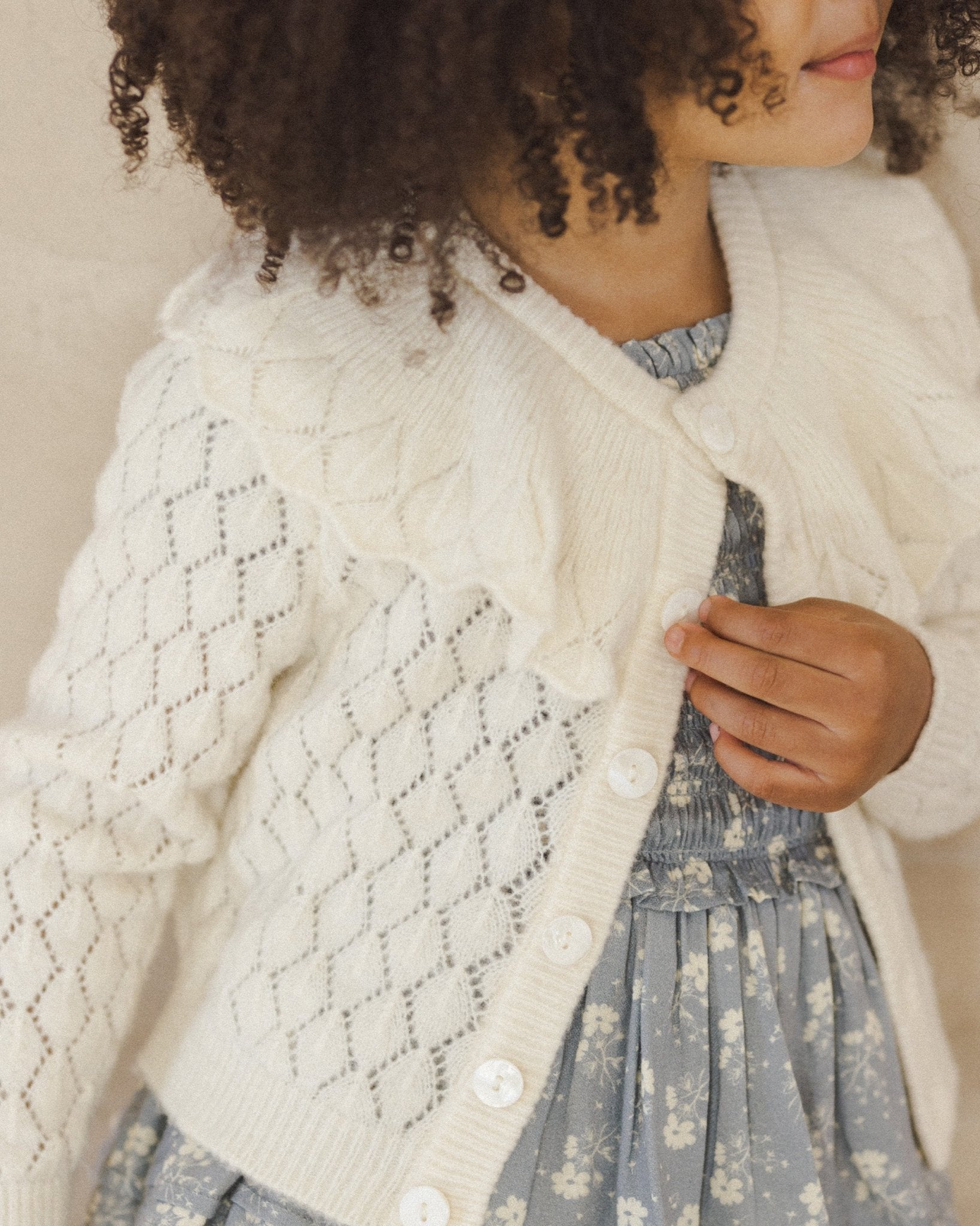 Ruffle Cardigan || Ivory - Rylee + Cru Canada