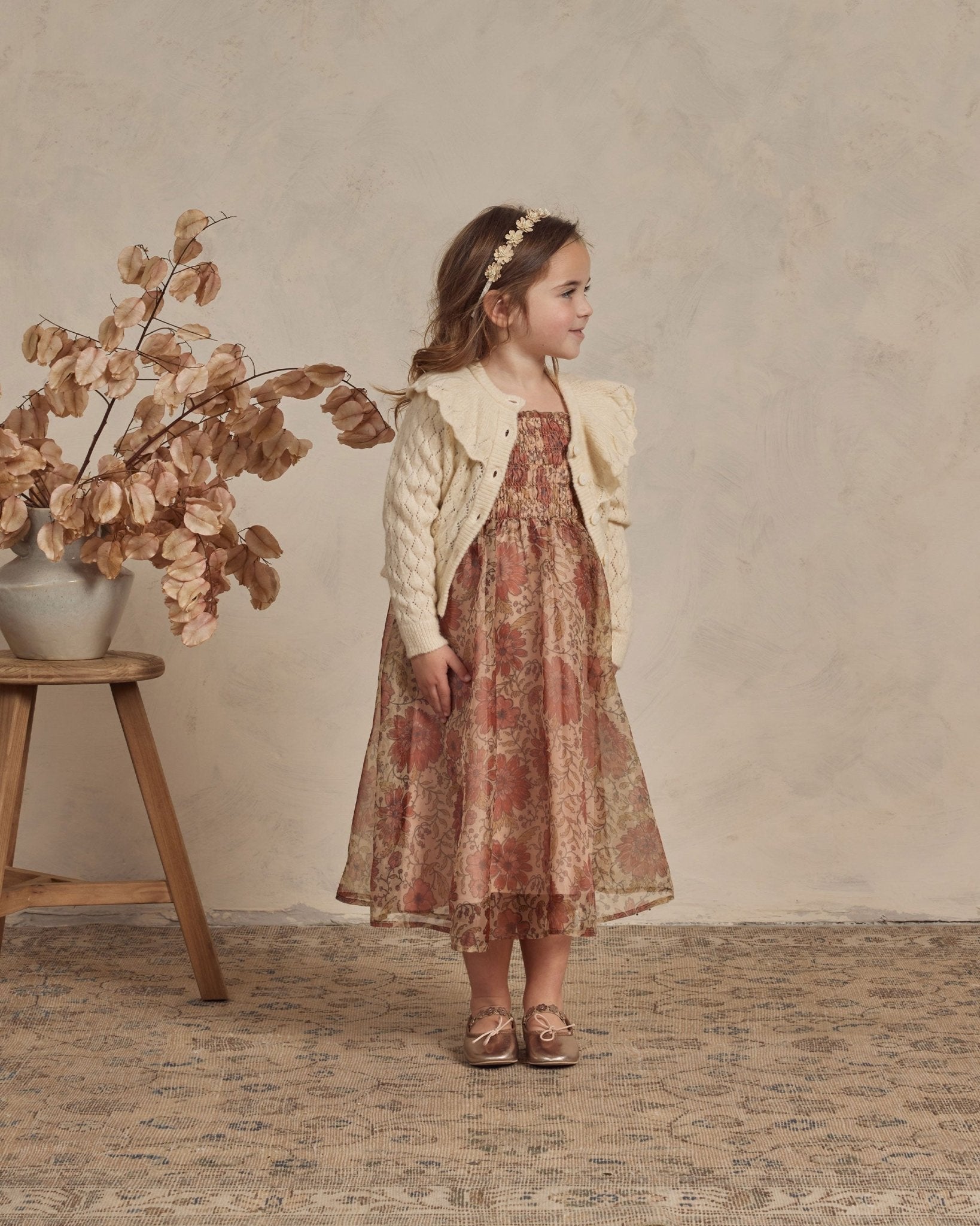 Ruffle Cardigan Sweater || Ecru - Rylee + Cru Canada