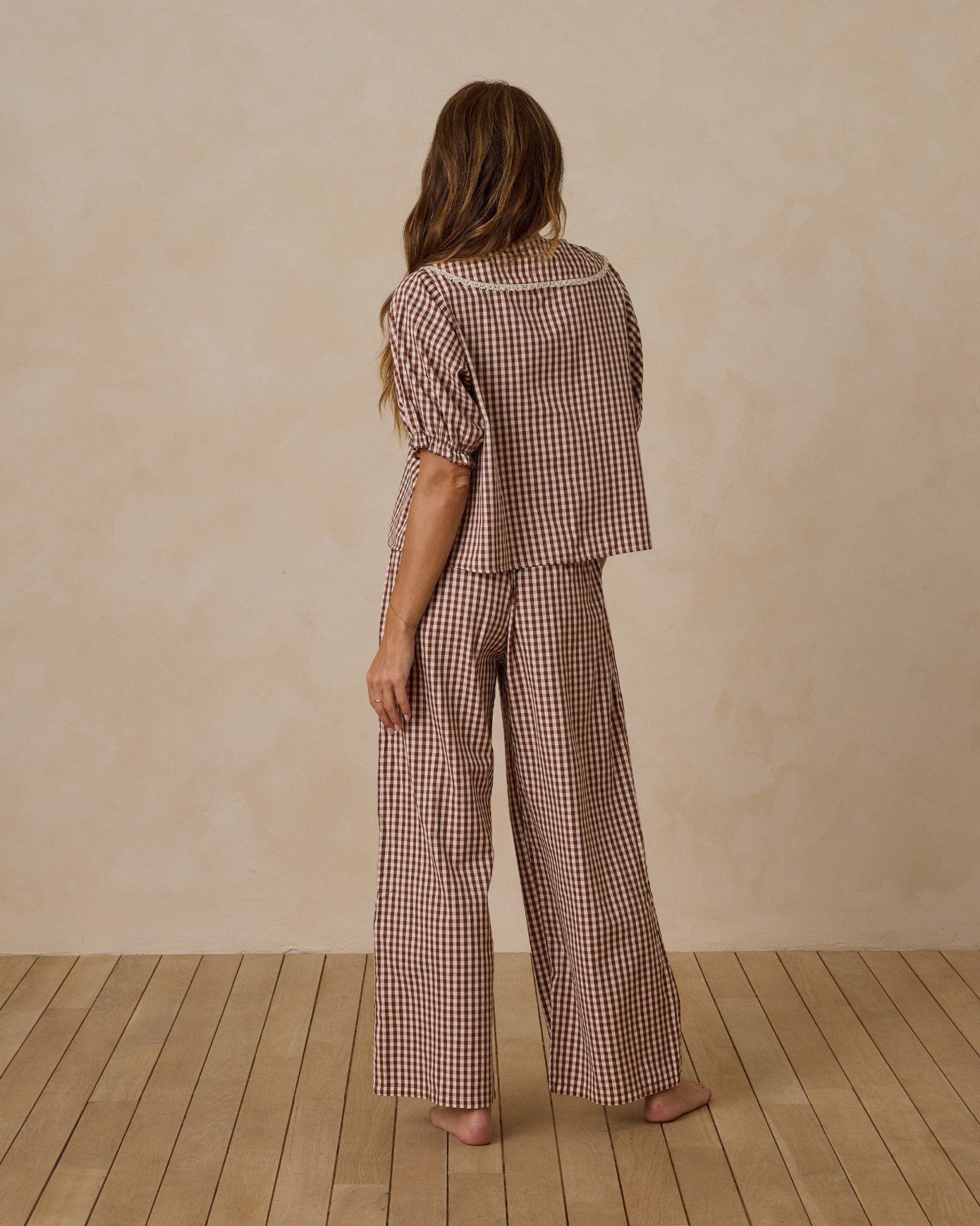 Ruffle Pajamas | Brick Gingham - Rylee + Cru Canada