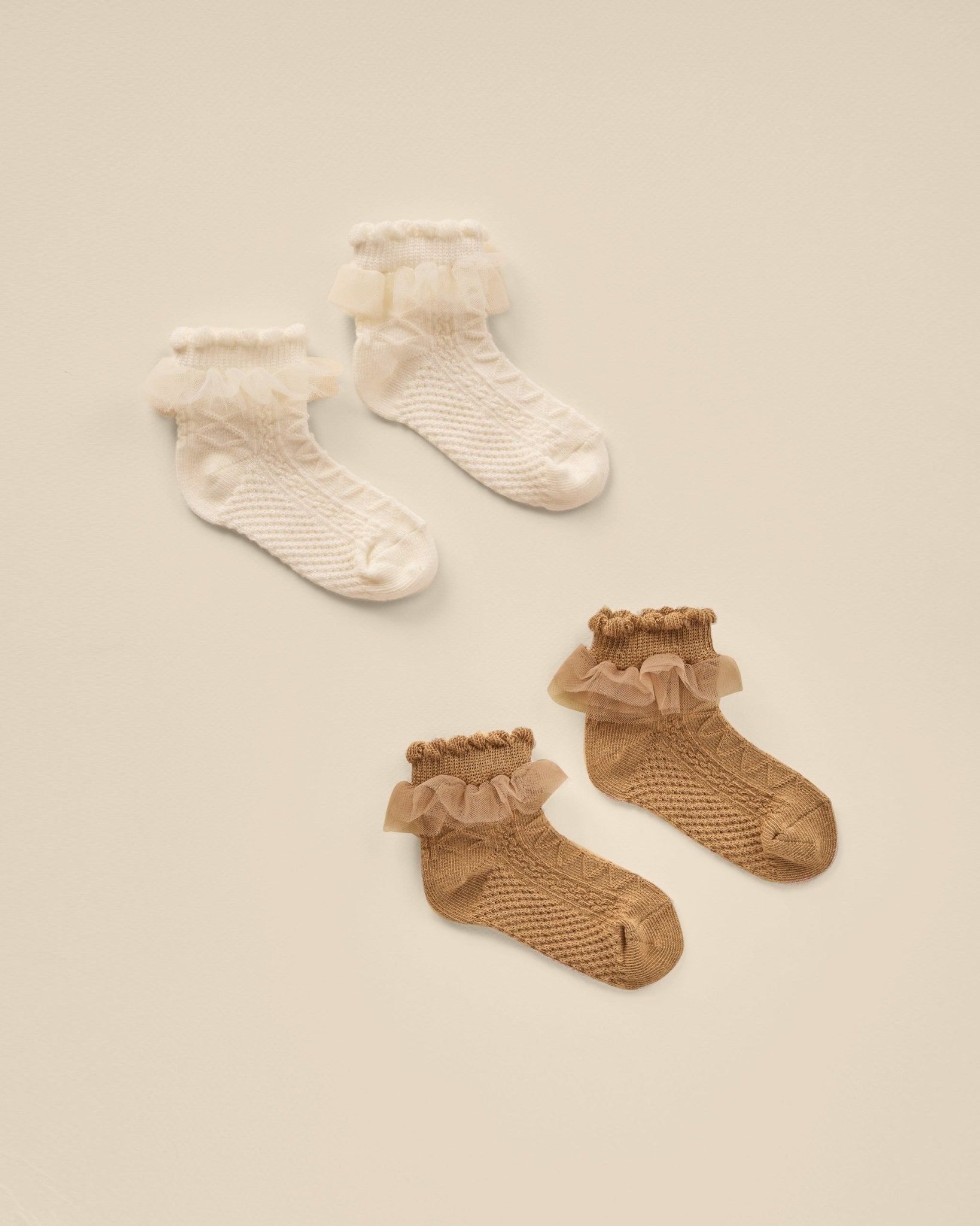 Ruffle Socks || Ivory, Golden - Rylee + Cru Canada