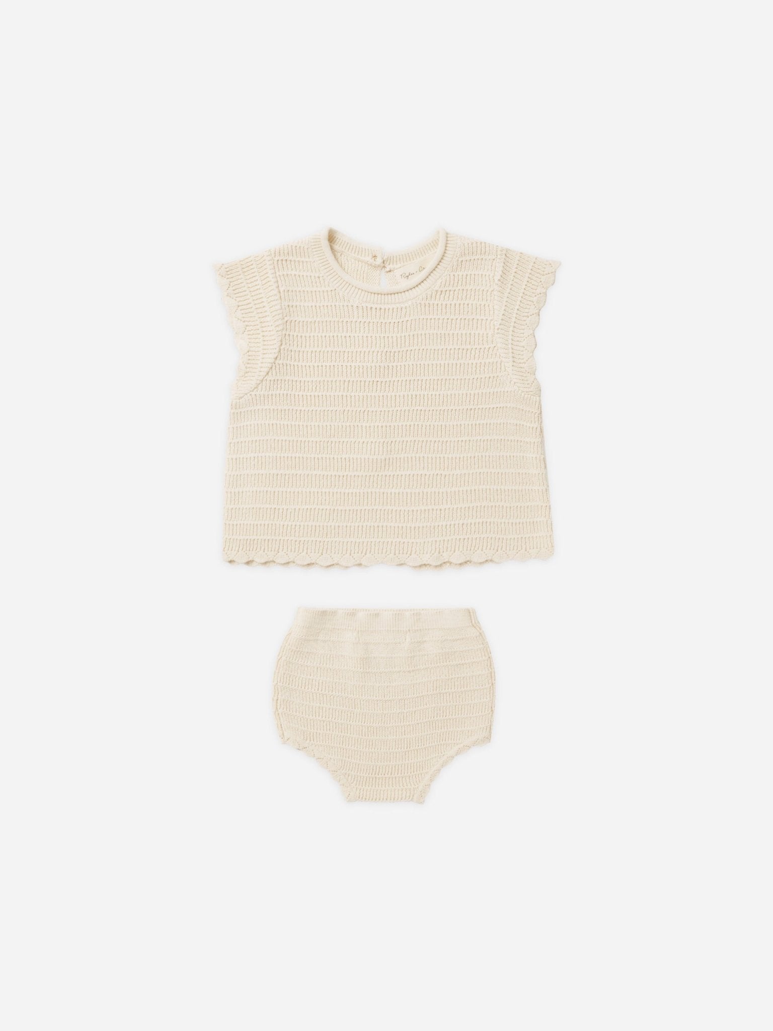 Scallop Knit Baby Set || Natural - Rylee + Cru Canada