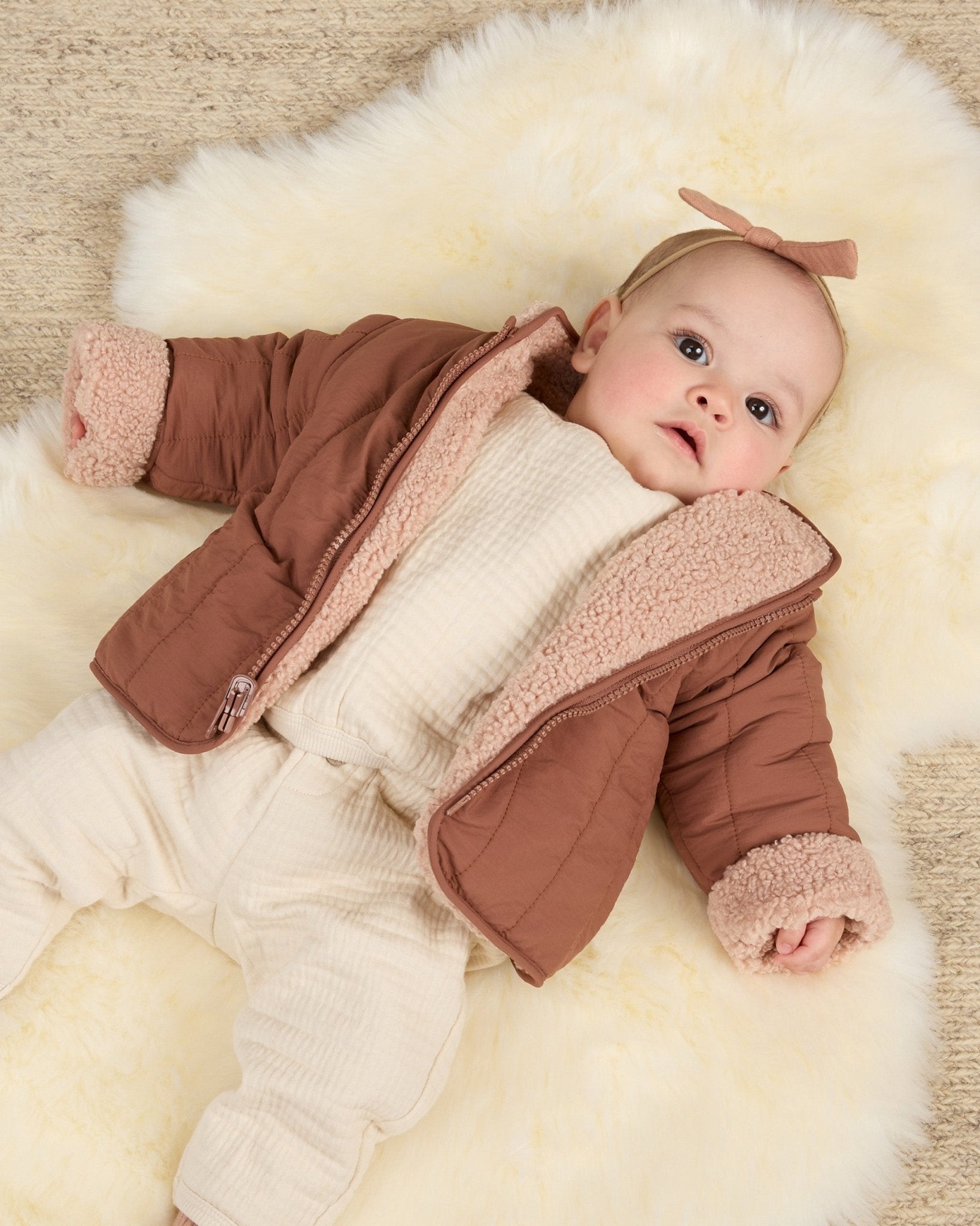 Shearling Zip Jacket || Blush - Rylee + Cru Canada