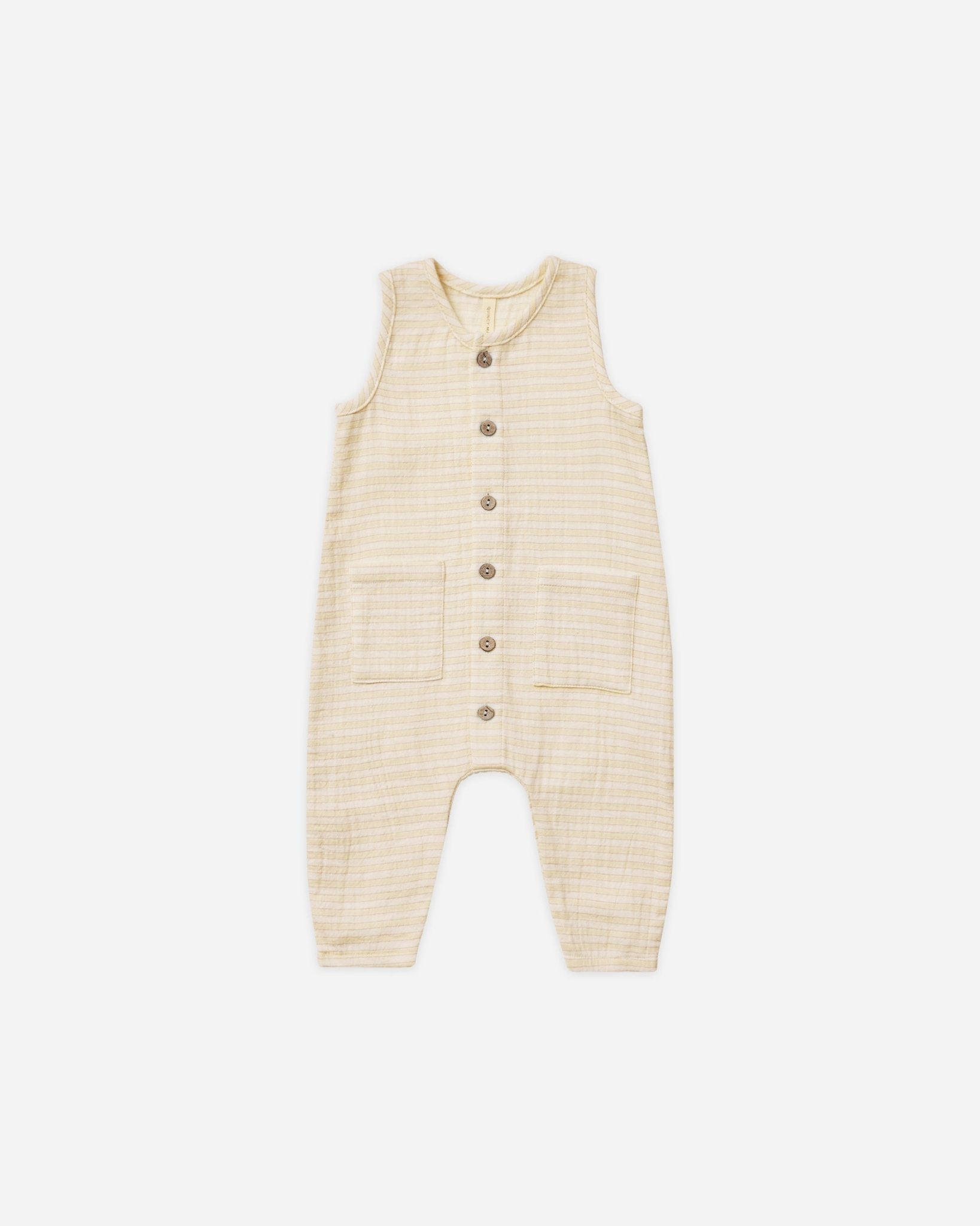 Sleeveless Pocketed Jumpsuit || Lemon Stripe* - Rylee + Cru Canada