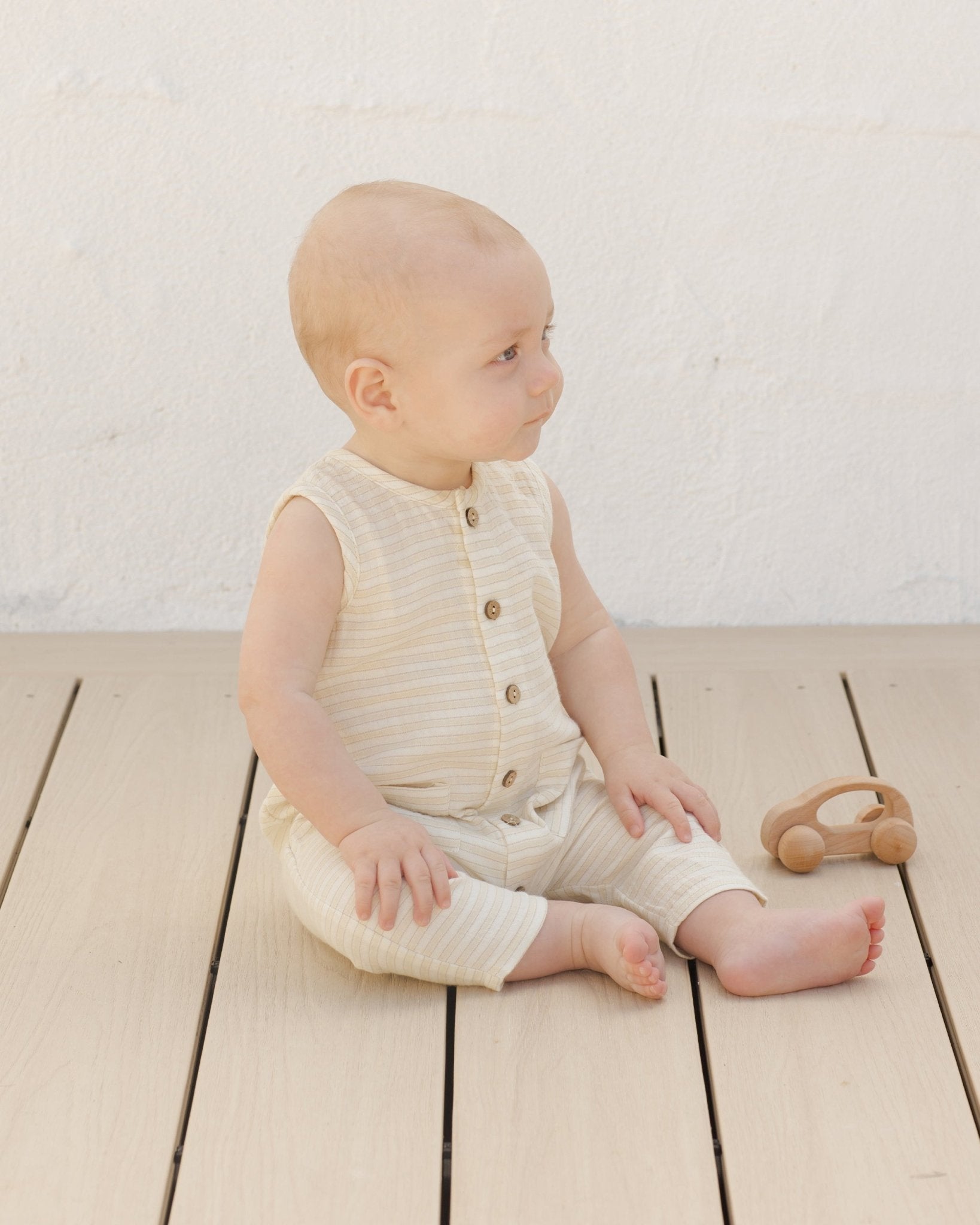 Sleeveless Pocketed Jumpsuit || Lemon Stripe* - Rylee + Cru Canada