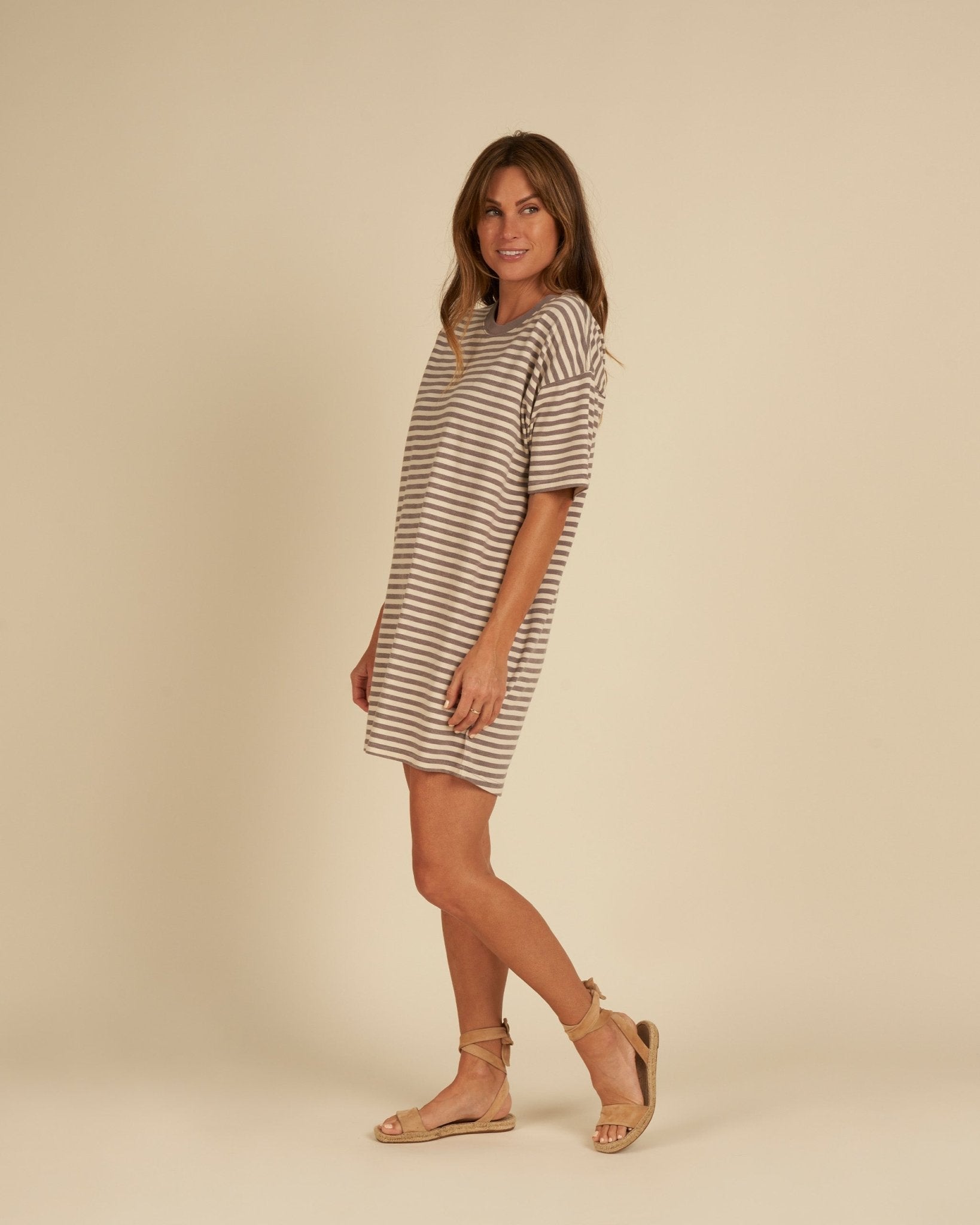 T-Shirt Dress | Charcoal Stripe - Rylee + Cru Canada