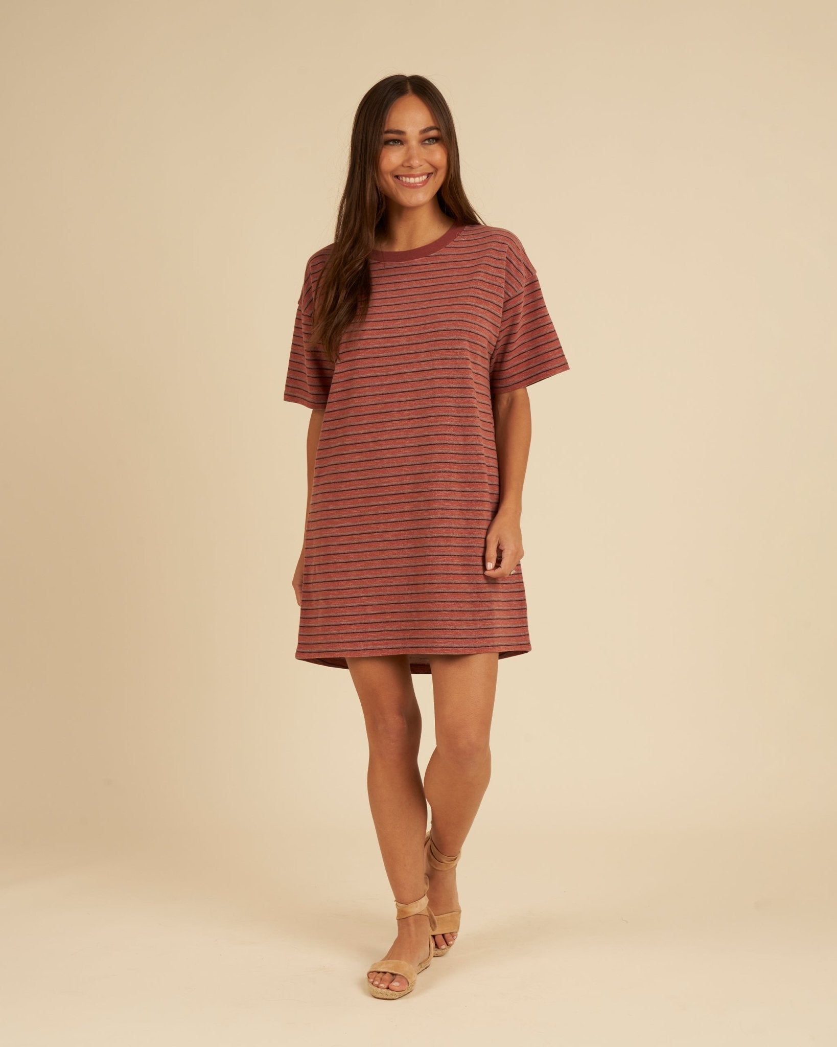 T-Shirt Dress | Red Multi-Stripe - Rylee + Cru Canada