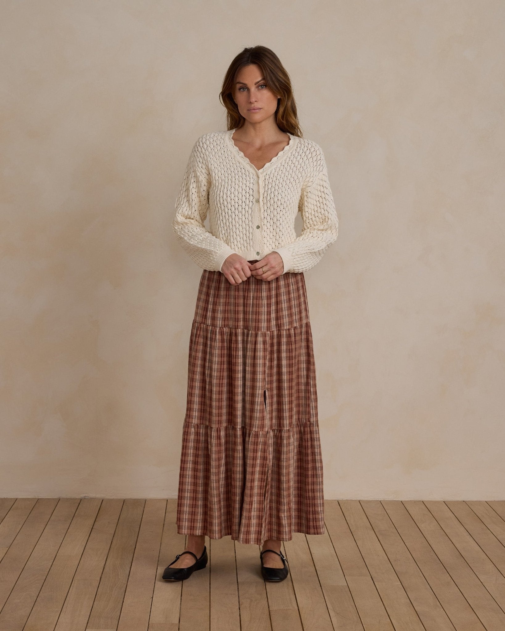 Tiered Midi Skirt | Autumn Plaid - Rylee + Cru Canada