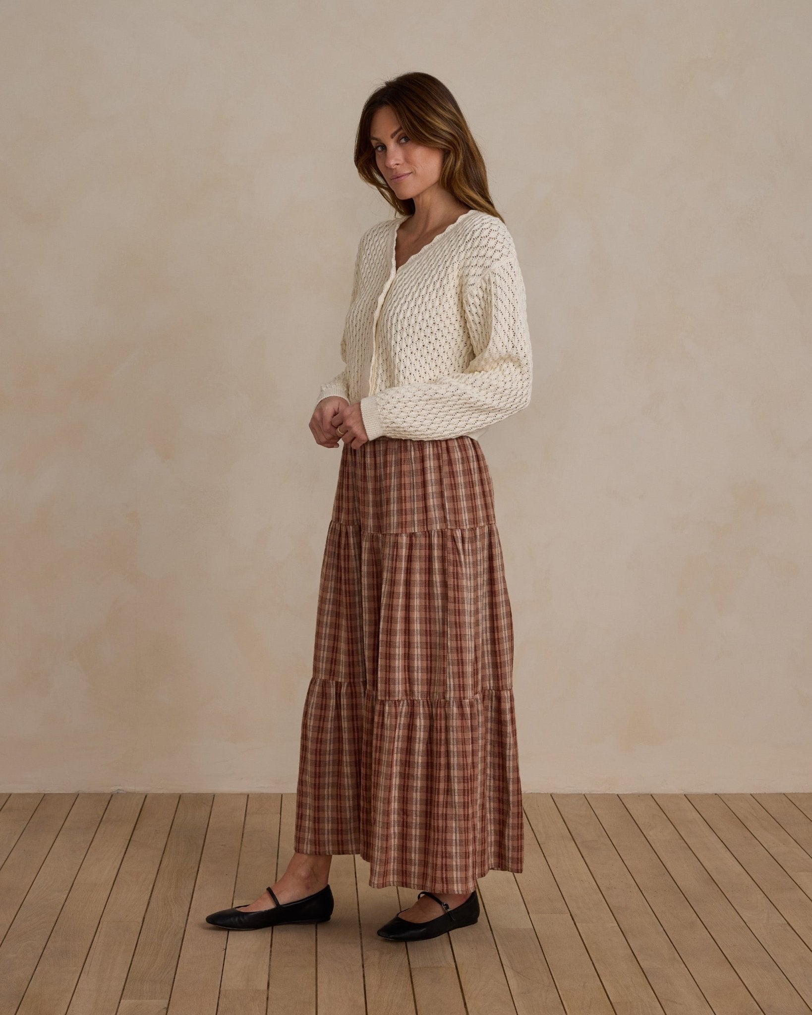 Tiered Midi Skirt | Autumn Plaid - Rylee + Cru Canada