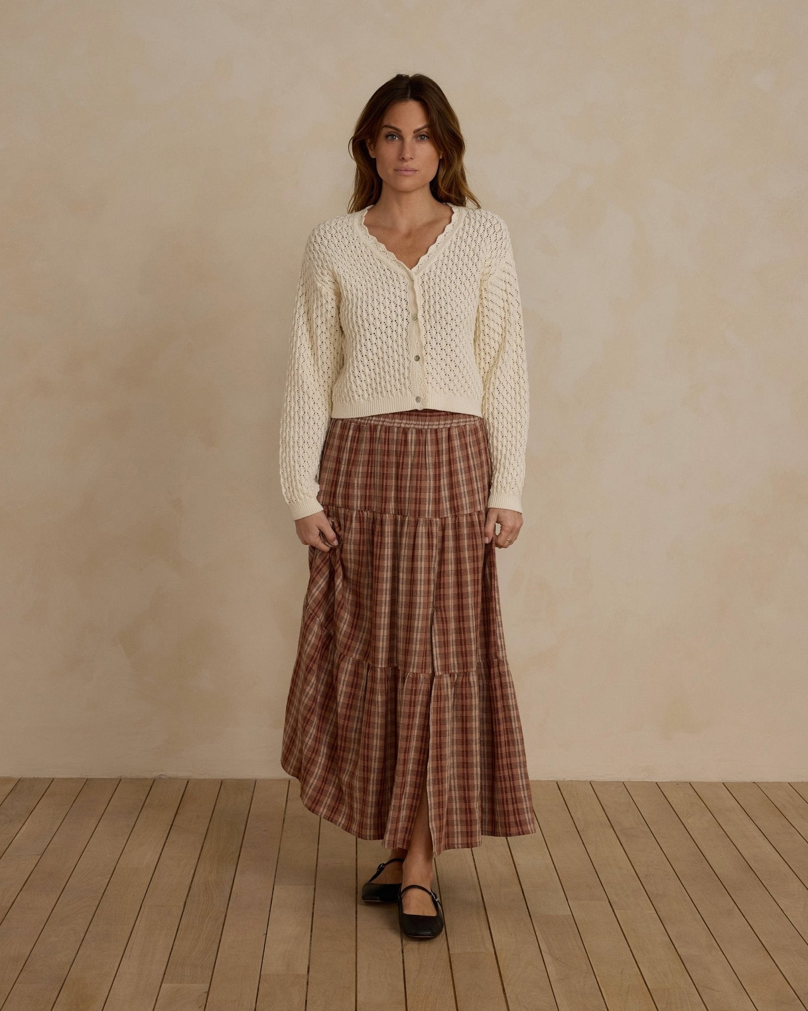 Tiered Midi Skirt | Autumn Plaid - Rylee + Cru Canada