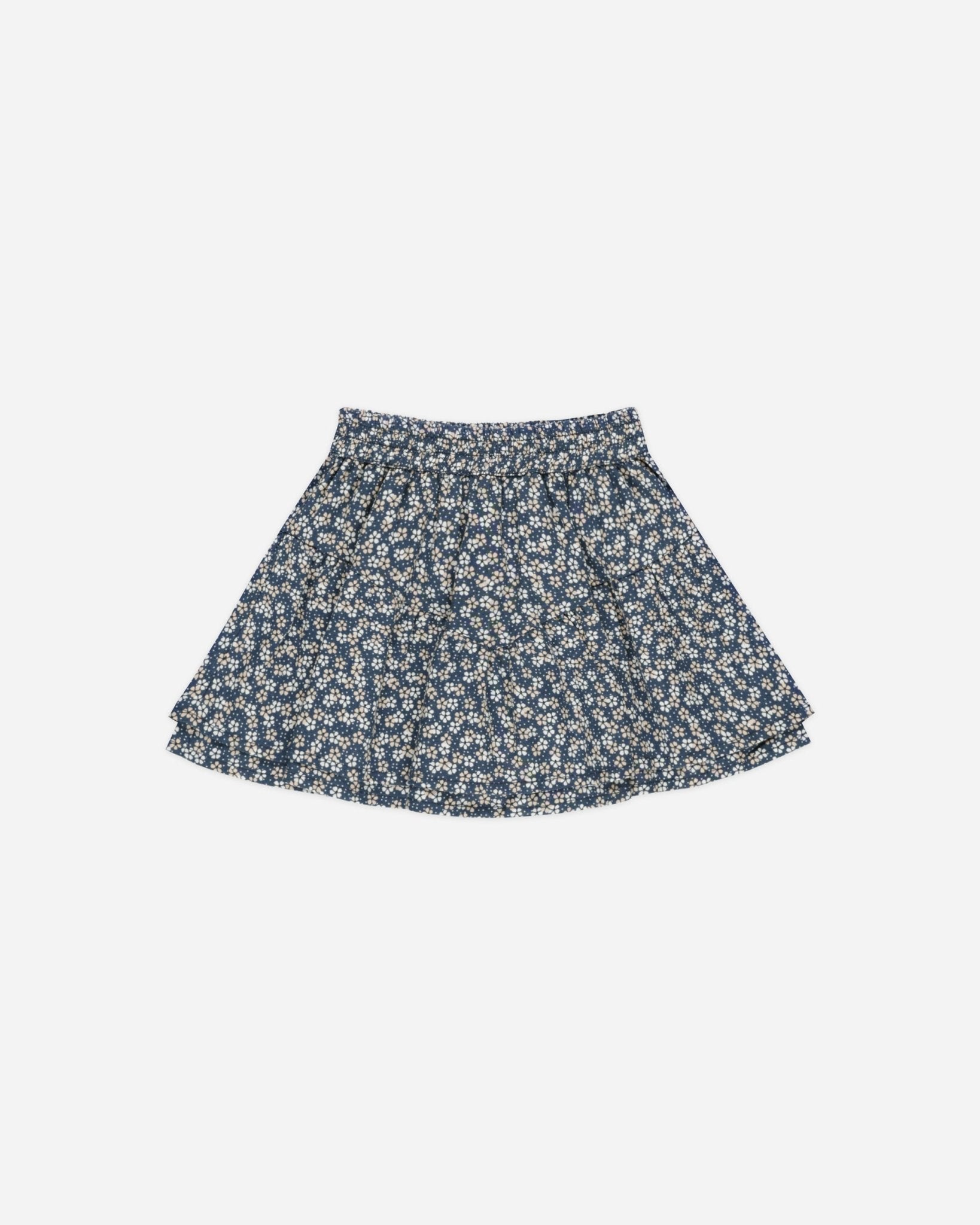 Tiered Mini Skirt || Blue Floral - Rylee + Cru Canada