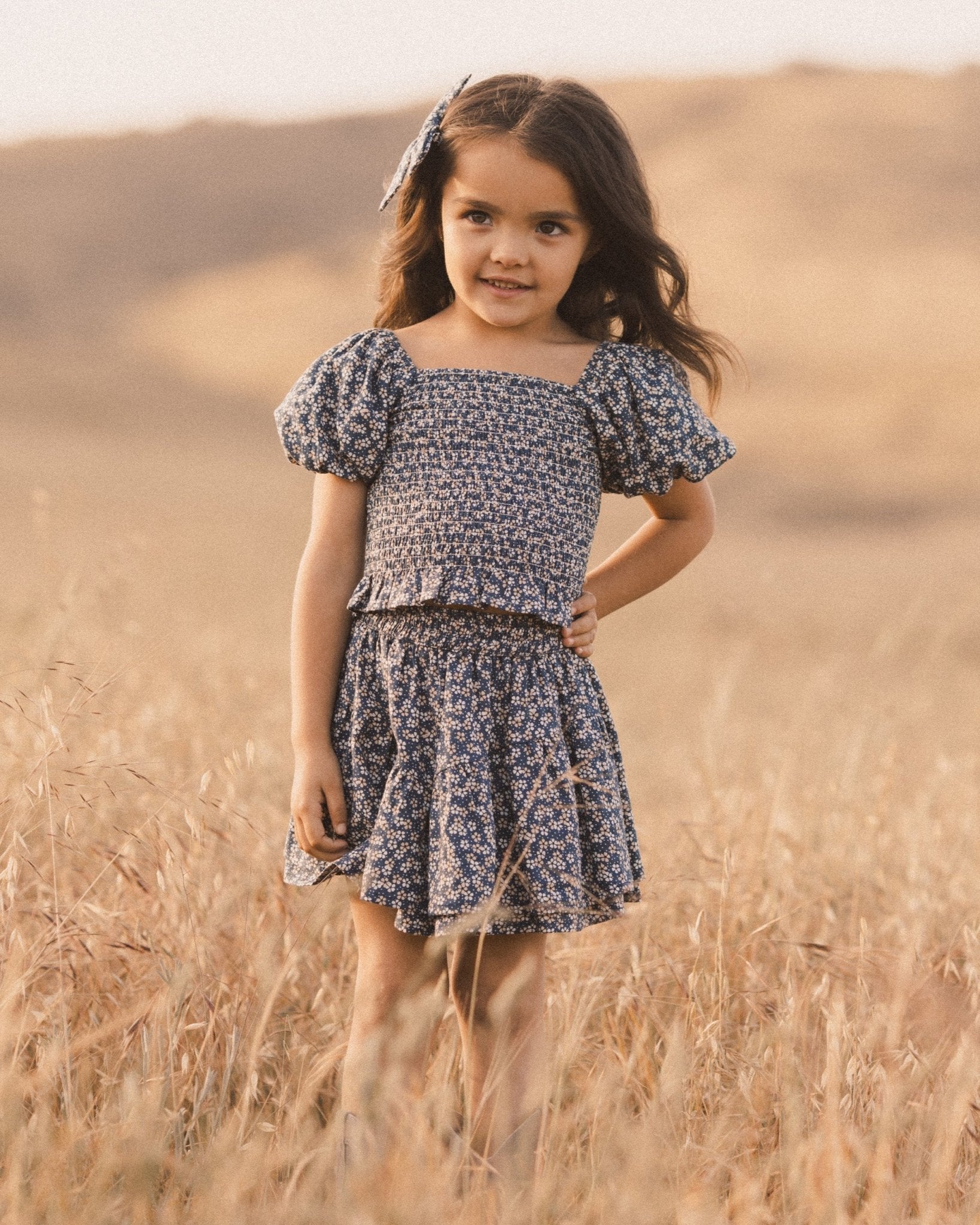 Tiered Mini Skirt || Blue Floral - Rylee + Cru Canada