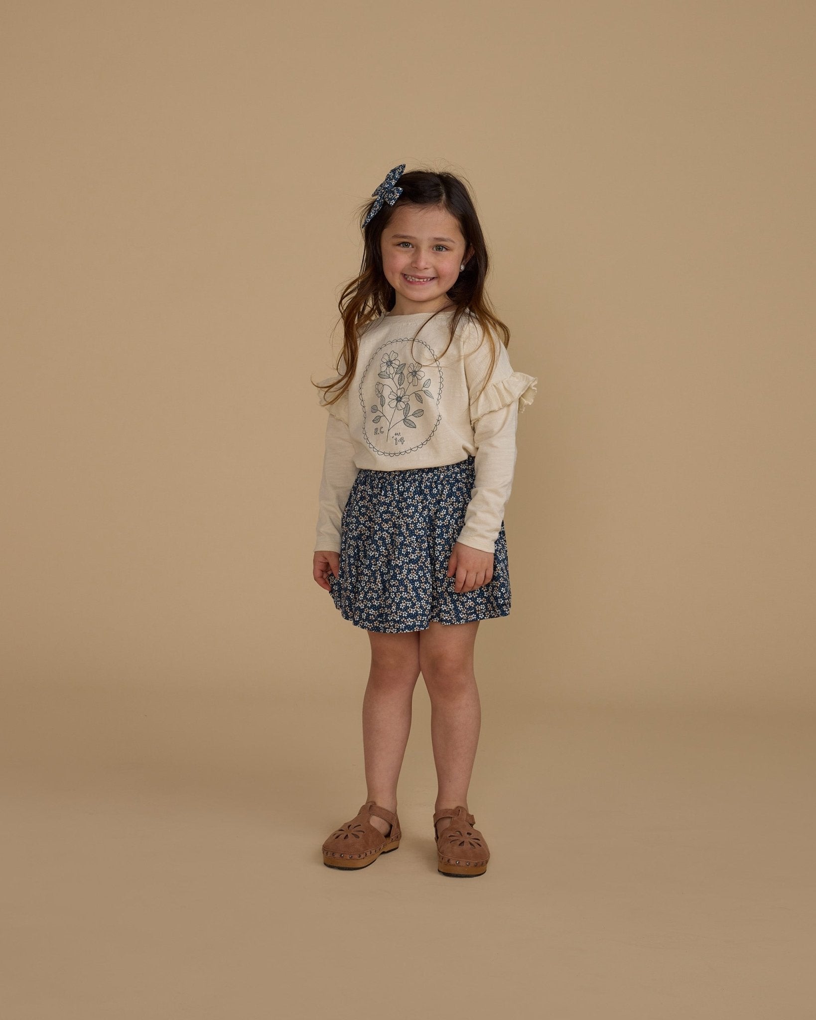 Tiered Mini Skirt || Blue Floral - Rylee + Cru Canada