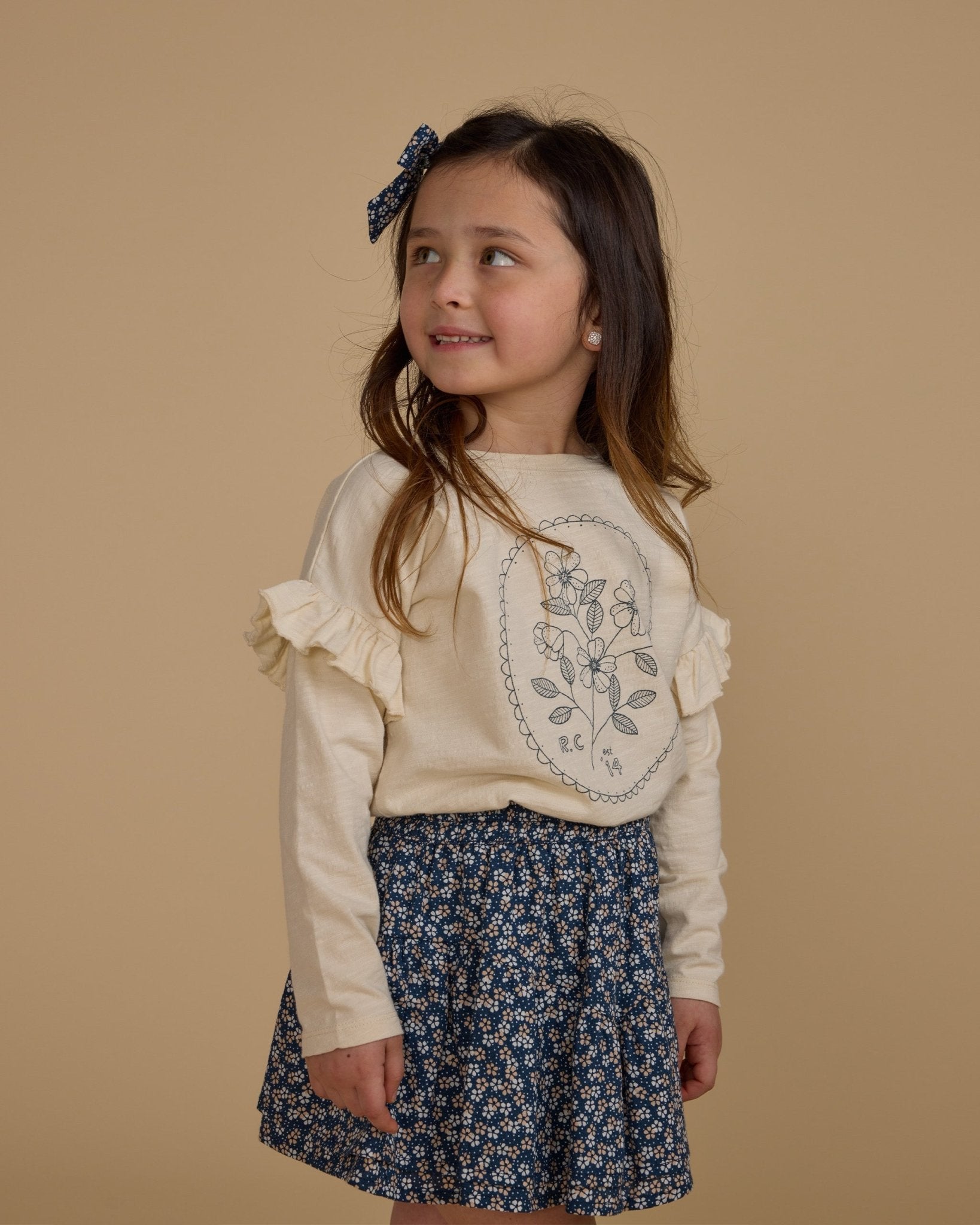 Tiered Mini Skirt || Blue Floral - Rylee + Cru Canada