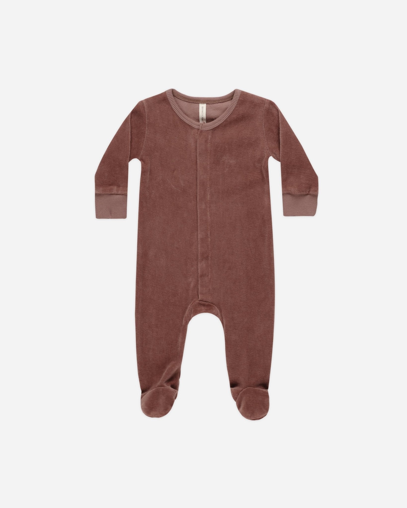 Velour Hidden Snap Footie || Cranberry - Rylee + Cru Canada