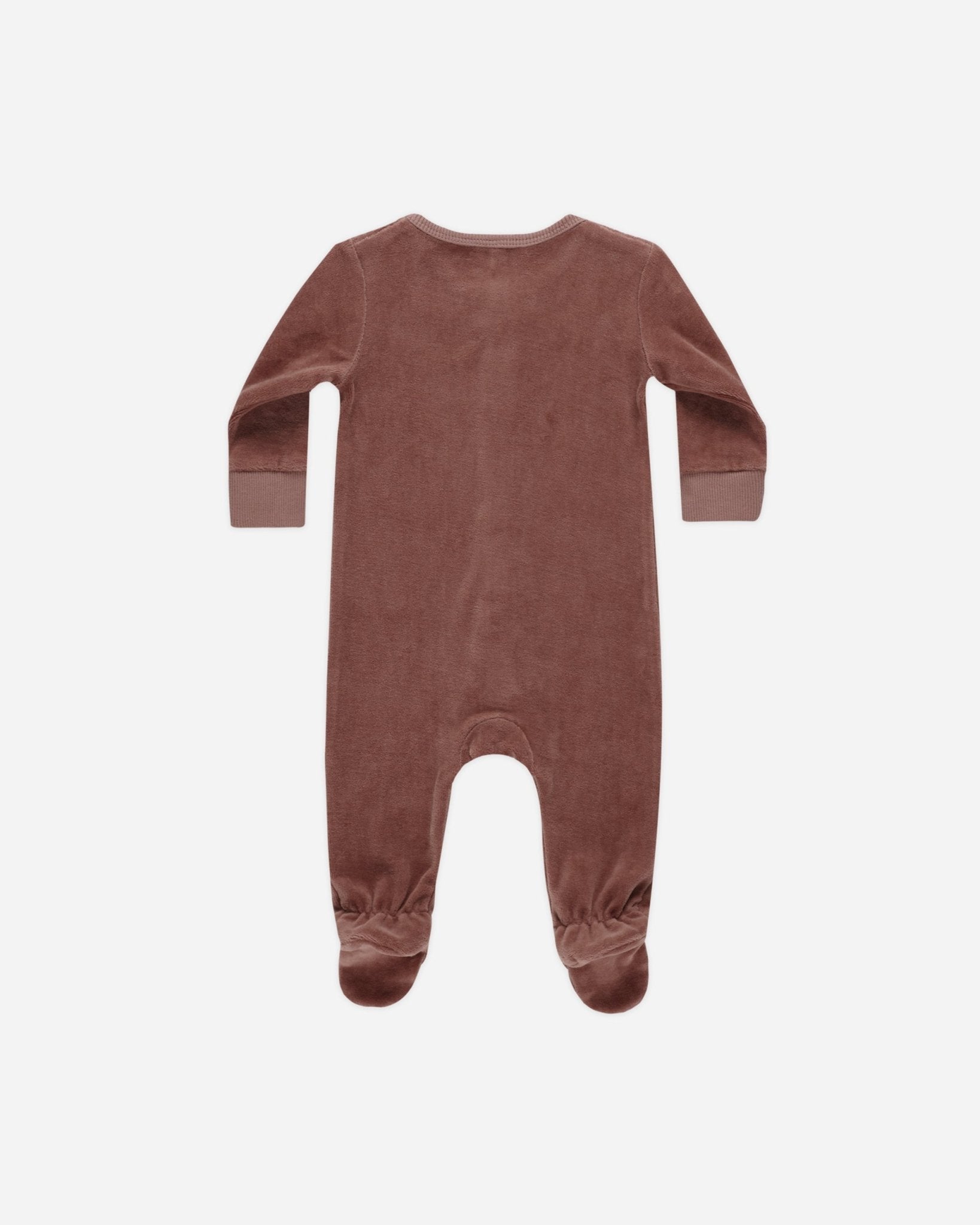 Velour Hidden Snap Footie || Cranberry - Rylee + Cru Canada