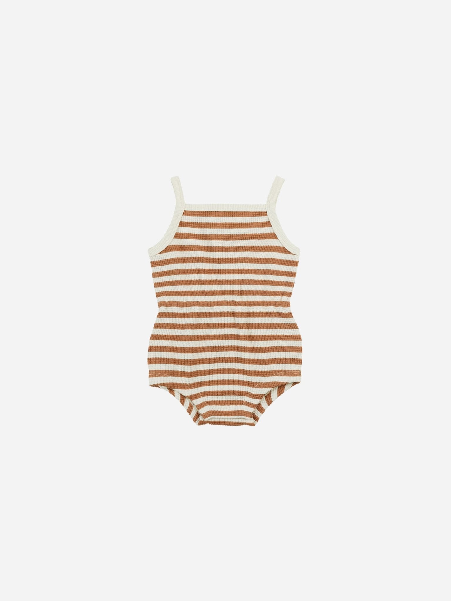 Waffle Cinch Romper || Clay Stripe - Rylee + Cru Canada