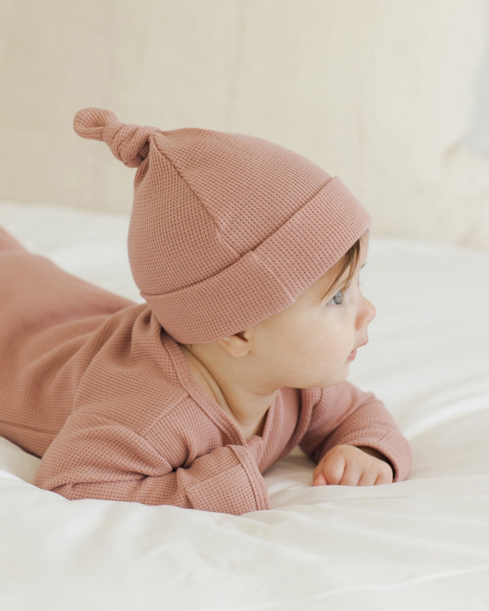 Waffle Knotted Baby Hat || Rose* - Rylee + Cru Canada
