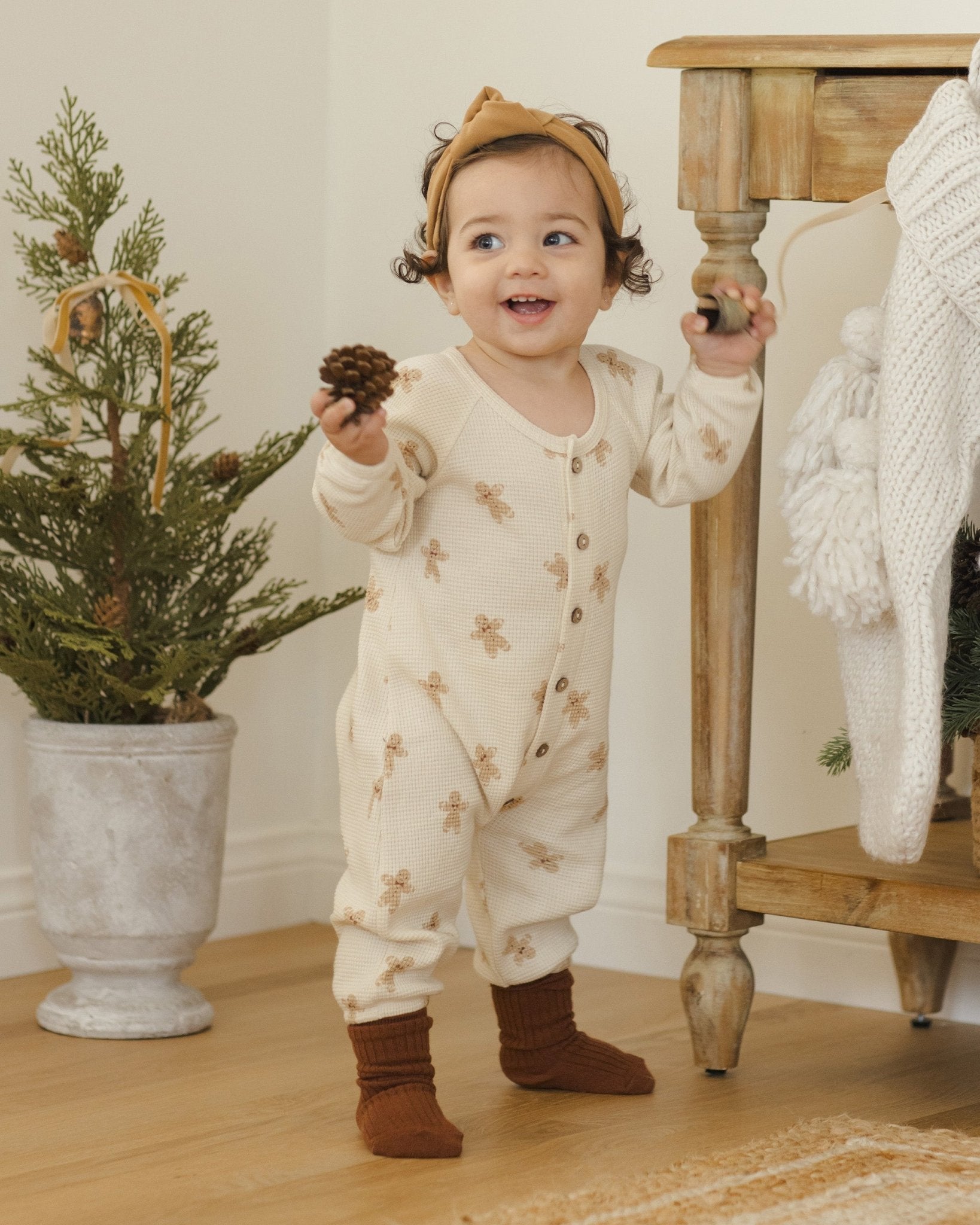 Waffle Long Sleeve Jumpsuit || Gingerbread - Rylee + Cru Canada