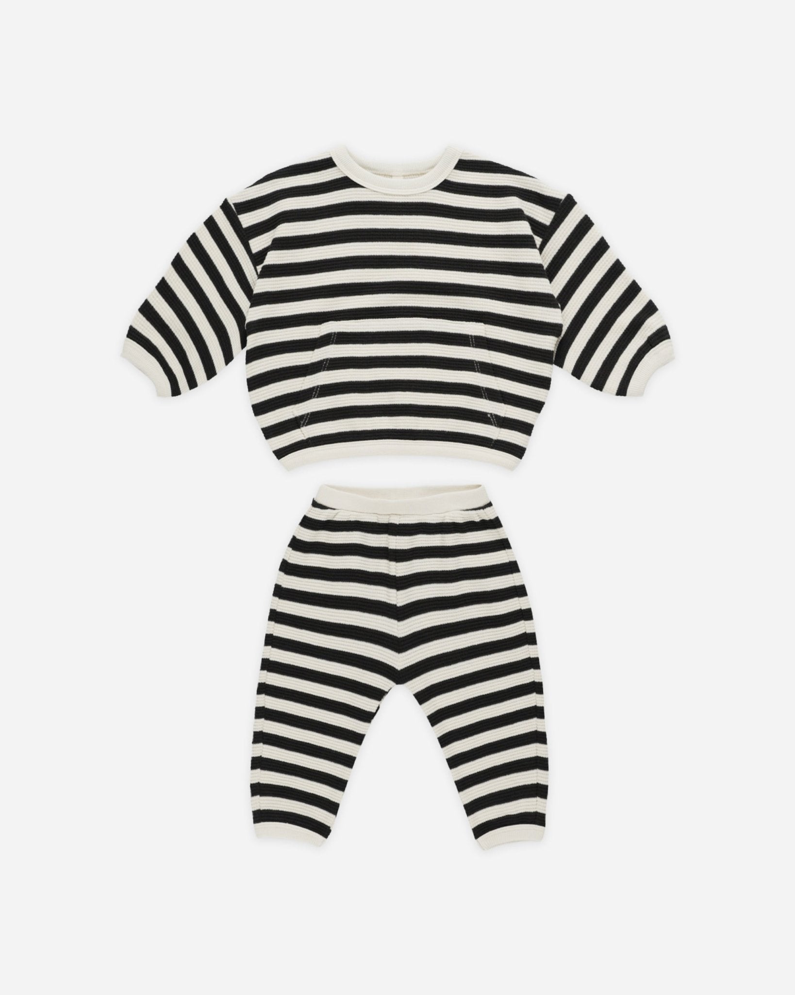 Waffle Slouch Set || Black Stripe - Rylee + Cru Canada