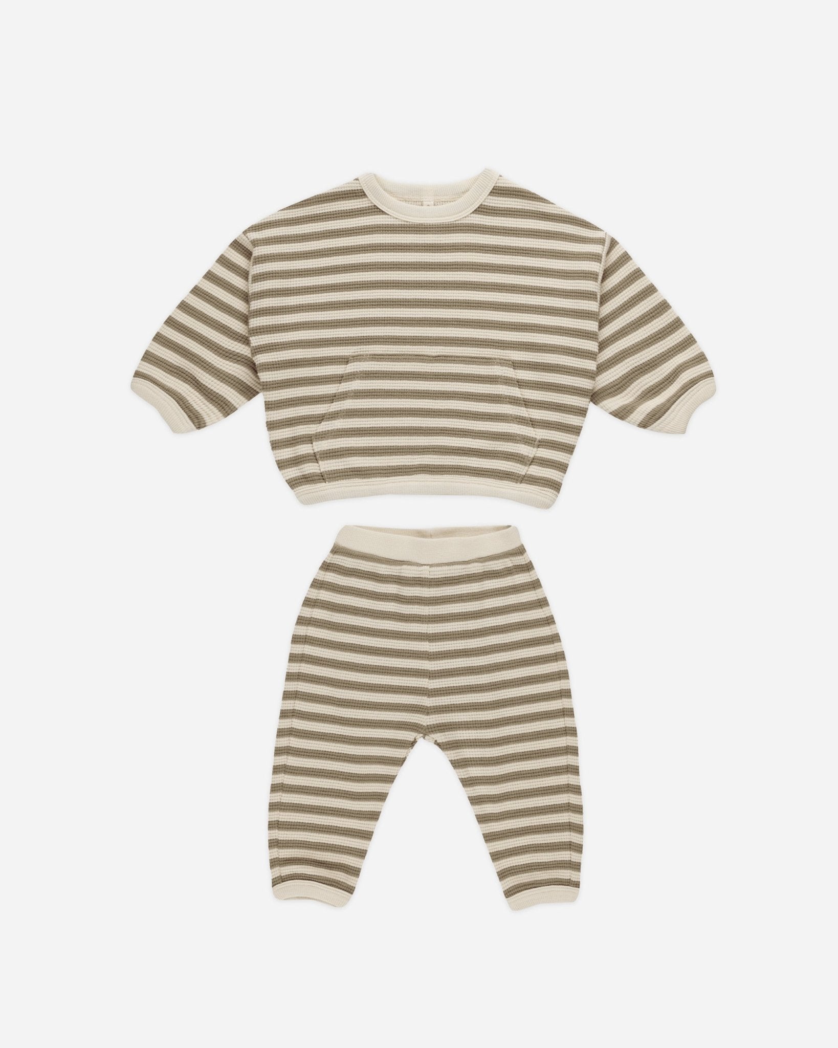 Waffle Slouch Set || Olive Stripe - Rylee + Cru Canada