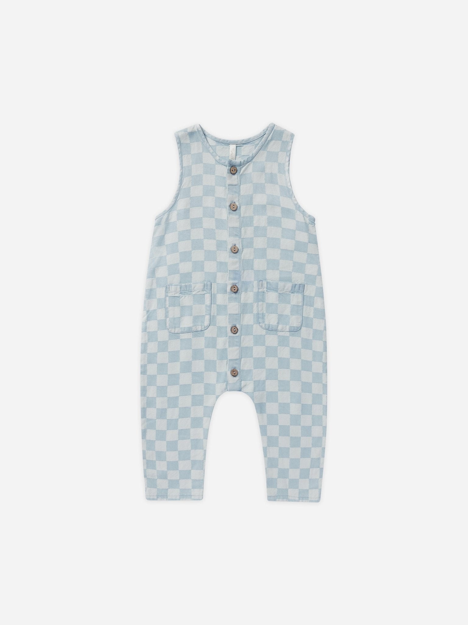 Woven Jumpsuit || Blue Check - Rylee + Cru Canada