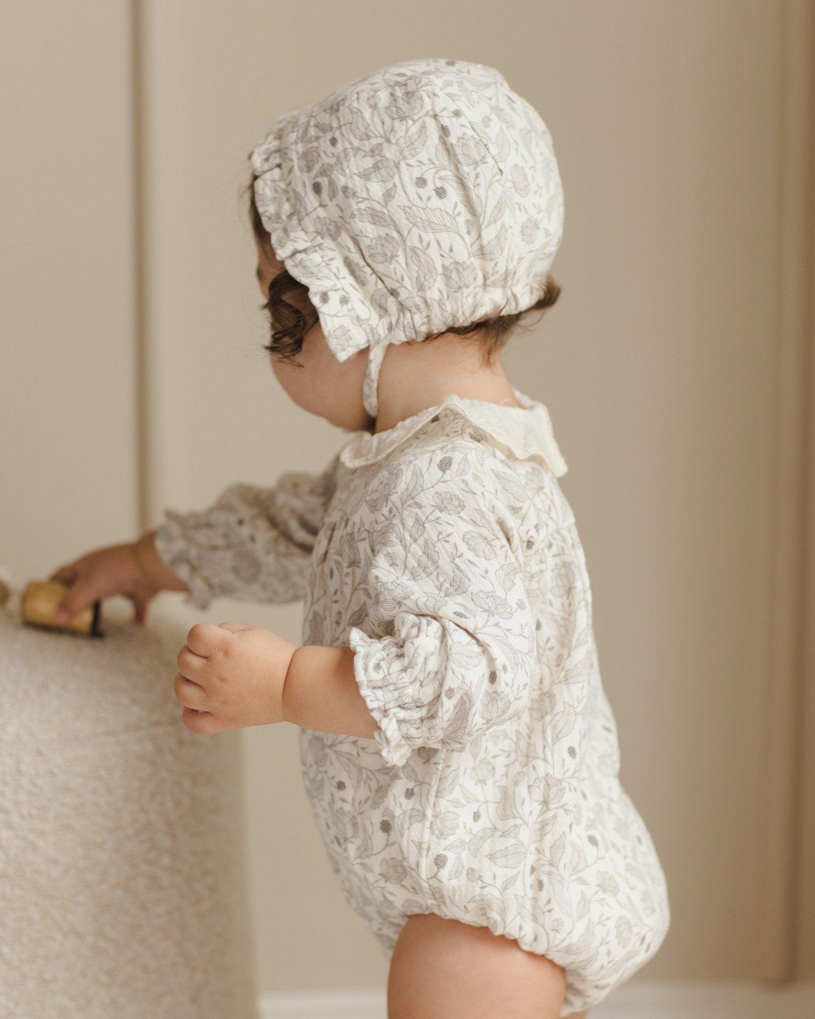 Woven Ruffle Bonnet || Winter Floral - Rylee + Cru Canada