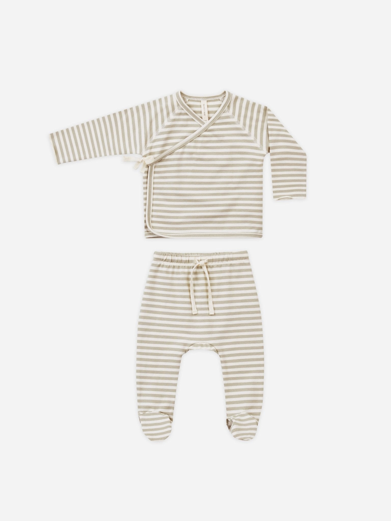 Wrap Top + Footed Pant Set || Ash Stripe - Rylee + Cru Canada