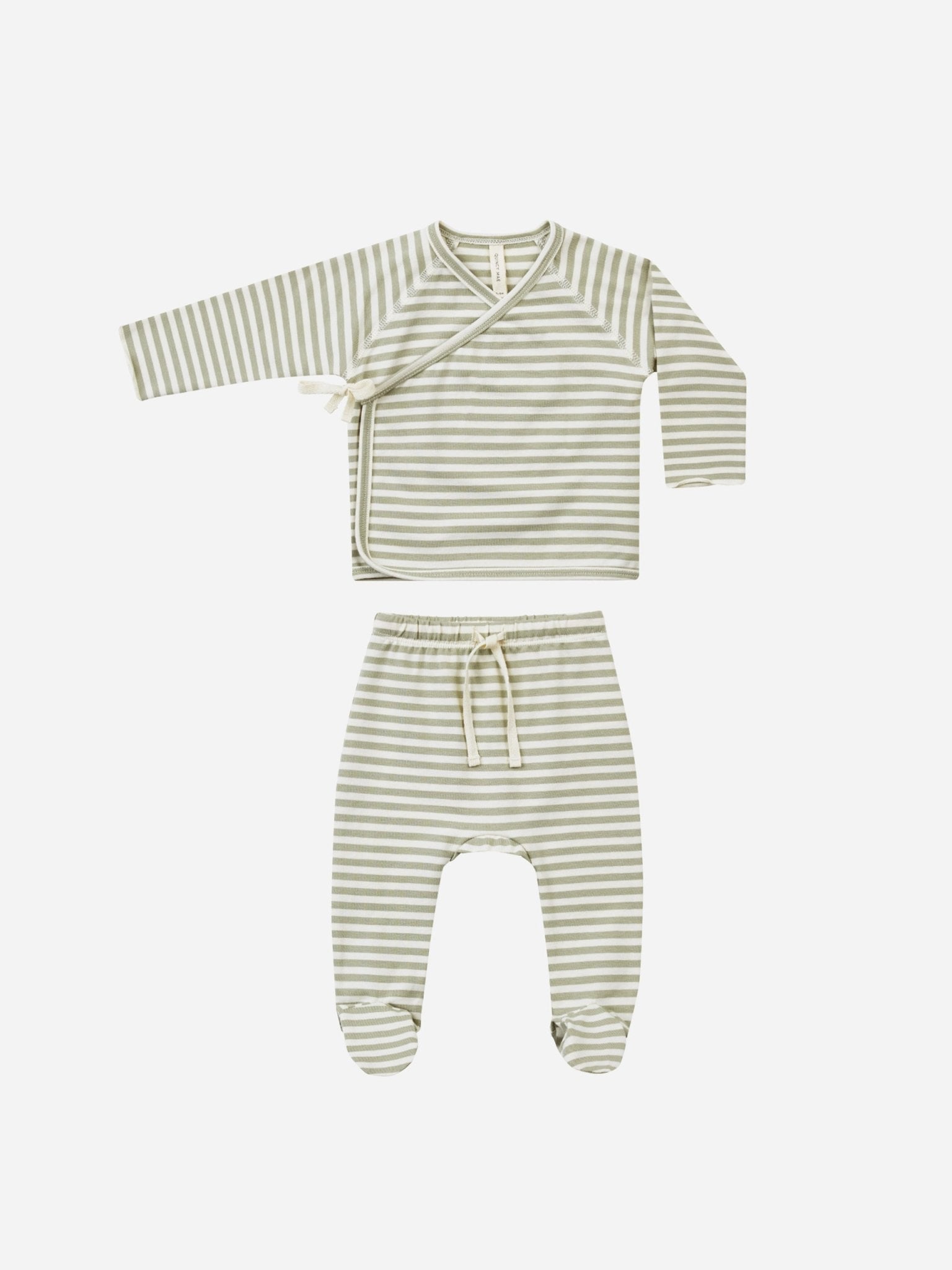 Wrap Top + Footed Pant Set || Sage Stripe - Rylee + Cru Canada