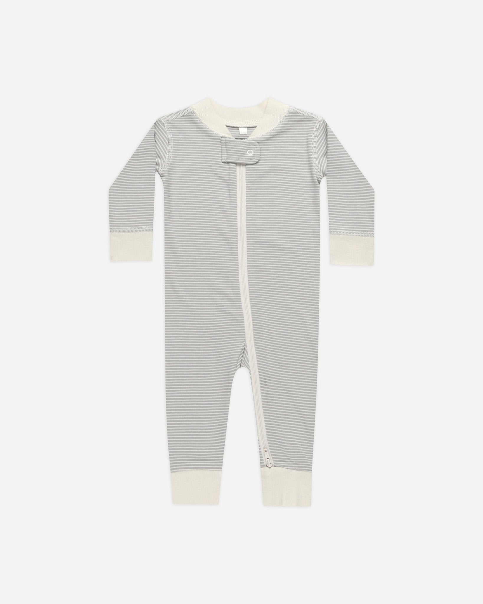 Zip Long Sleeve Sleeper || Blue Micro Stripe - Rylee + Cru Canada