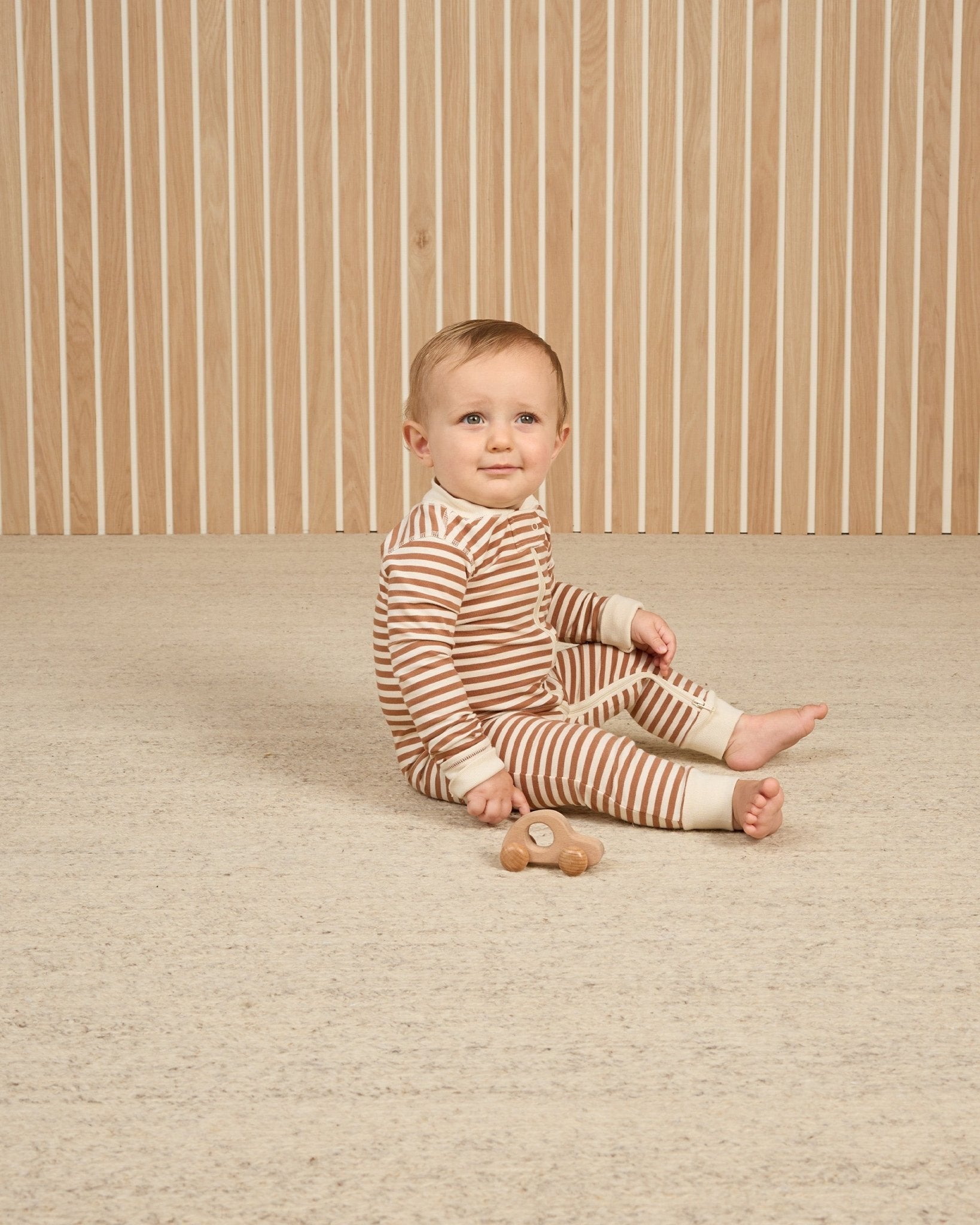 Zip Long Sleeve Sleeper || Cinnamon Stripe - Rylee + Cru Canada