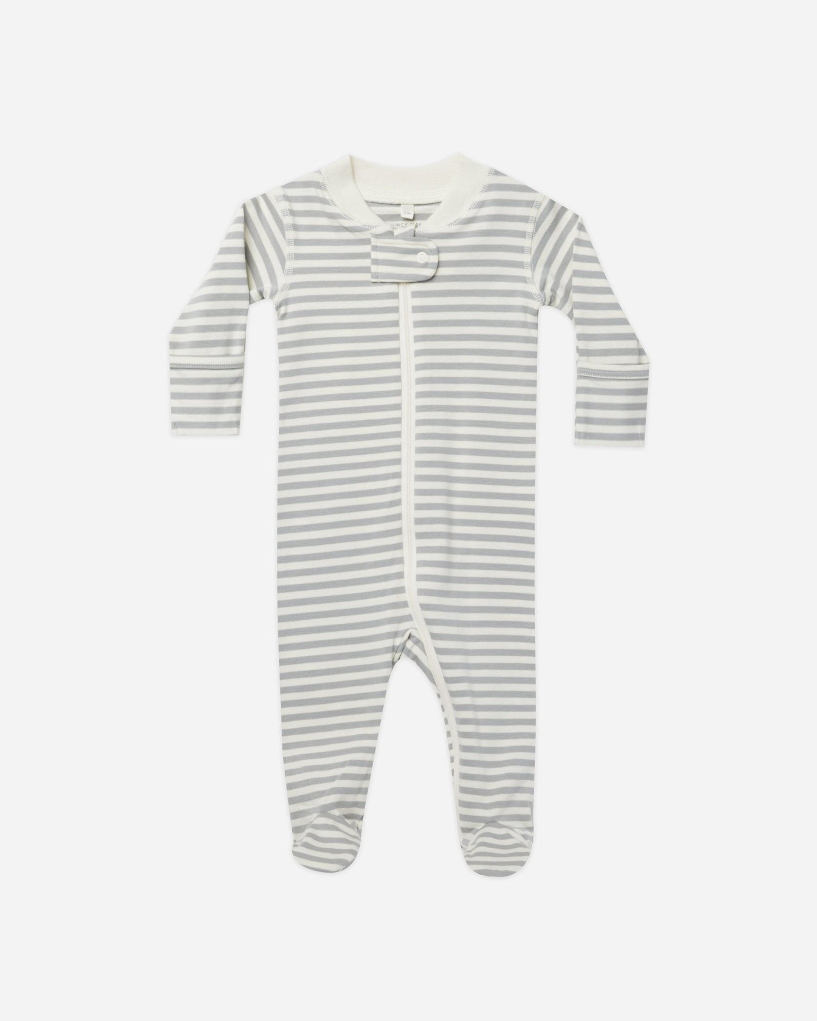 Zip Long Sleeve Sleeper Footie || Dusty Blue Stripe - Rylee + Cru Canada