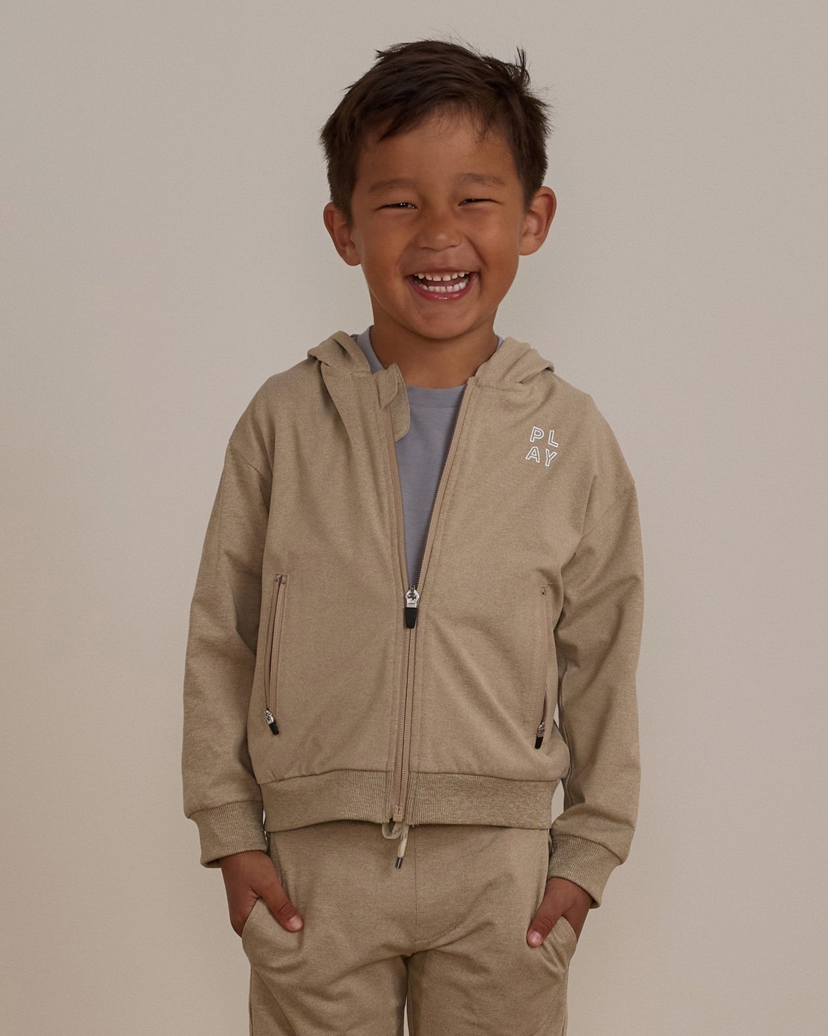 Zip - Up Tech Hoodie | Heathered Pebble - Rylee + Cru Canada
