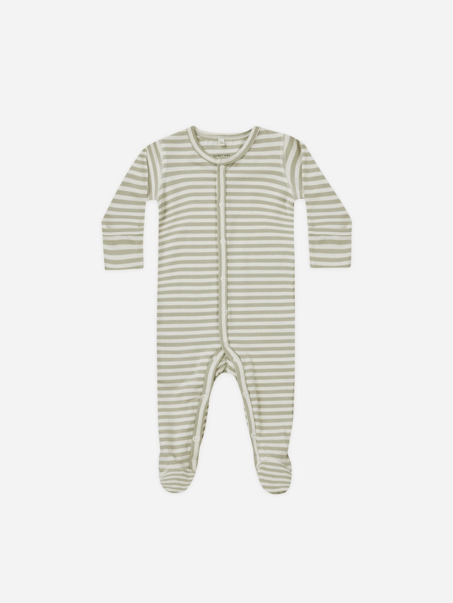 Full Snap Footie || Sage Stripe - Rylee + Cru Canada