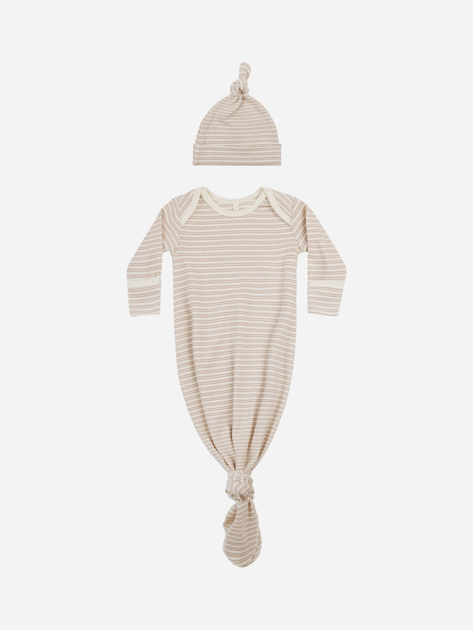 Knotted Baby Gown + Hat Set || Oat Stripe - Rylee + Cru Canada
