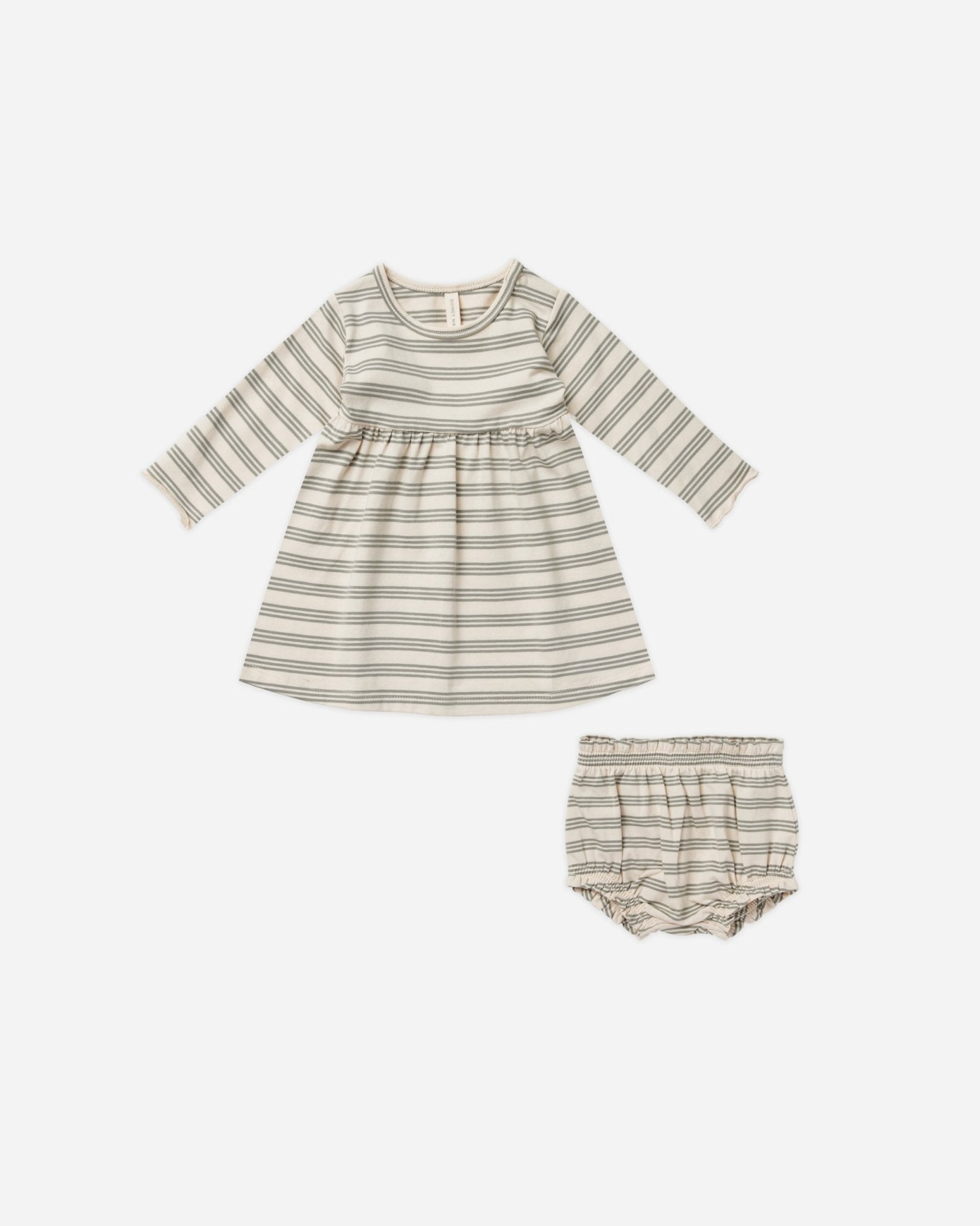 Long Sleeve Baby Dress || Basil Stripe - Rylee + Cru Canada