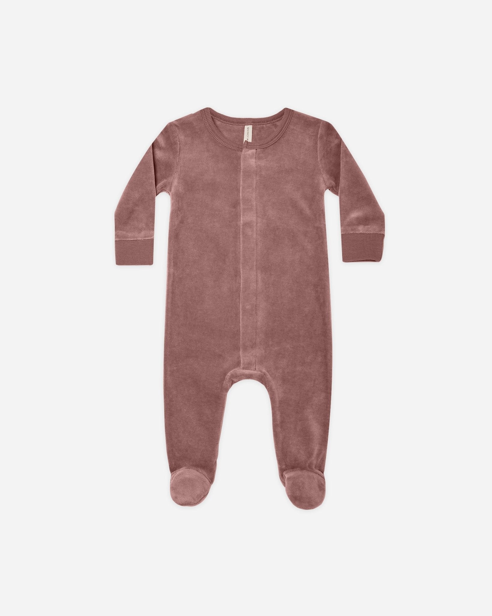 Velour Hidden Snap Footie || Fig - Rylee + Cru Canada