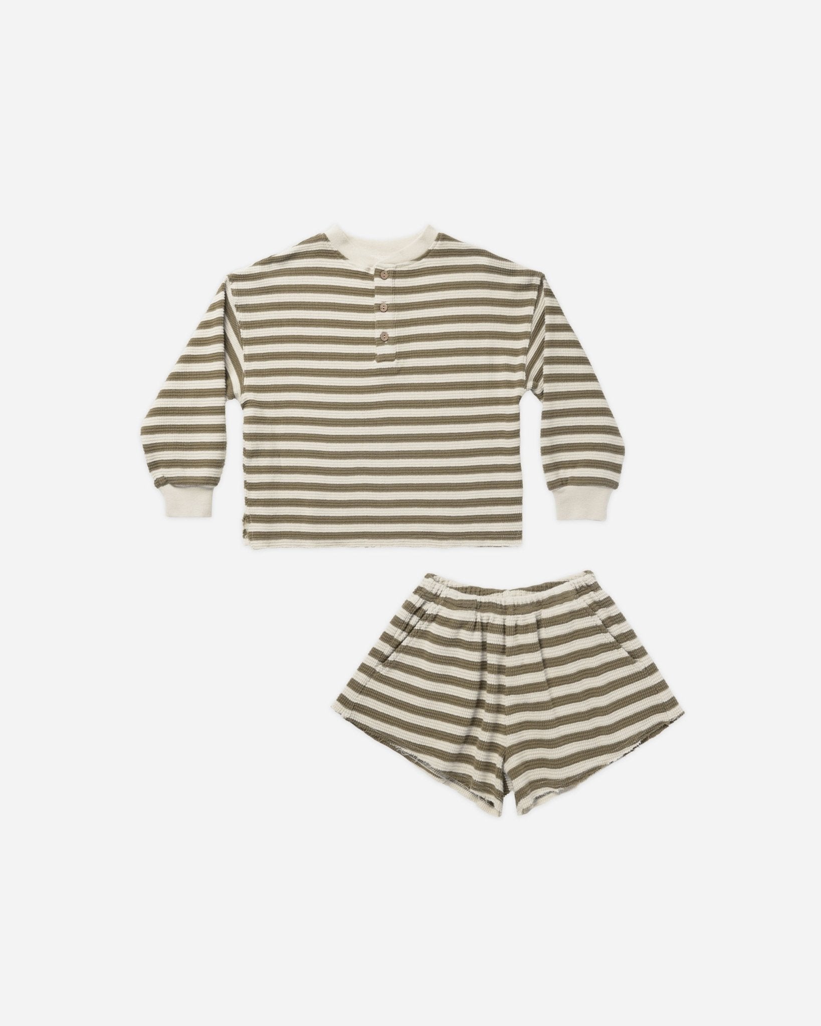 Waffle Knit Set || Moss Stripe - Rylee + Cru Canada